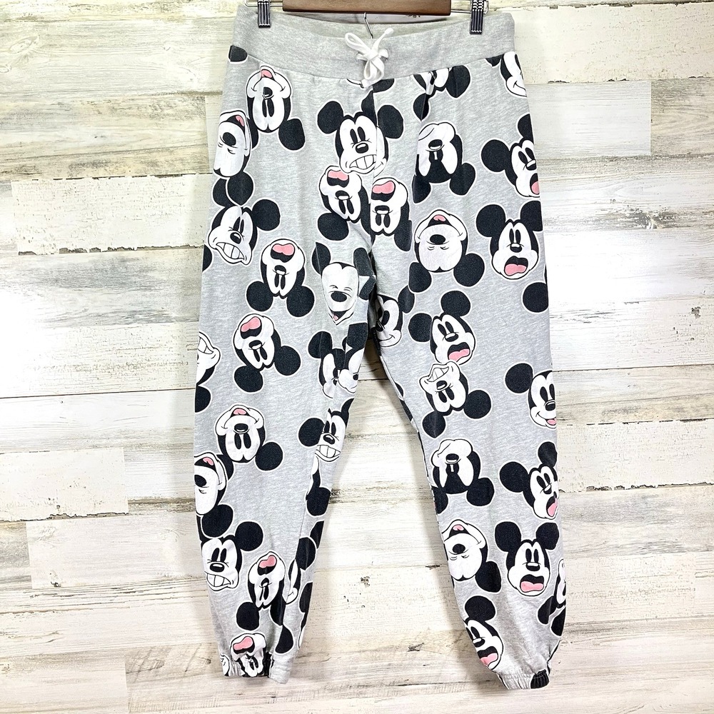 Disney Womens Gray Jogger Mickey Mouse‎ Lounge Sleep Pajama Pants Size L